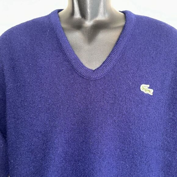 Vintage Izod Lacoste V neck navy blue acrylic sweater - Picture 2 of 8